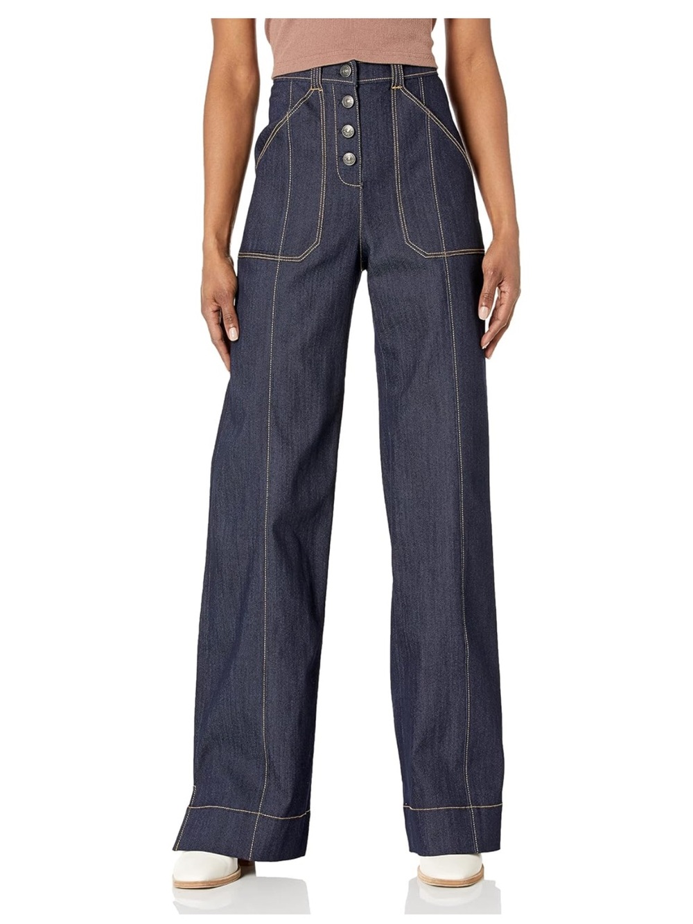 Cinq a Sept Benji Wide-Leg Dark Blue Denim Jeans size 4
